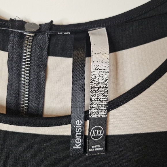 Kensie Dressy Black Beige Sleeveless Back Zip Peplum Stretch Mini Dress Size XXL - Picture 4 of 12